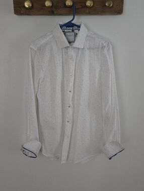 Denim & Flower White Micro-Dot Dress Shirt